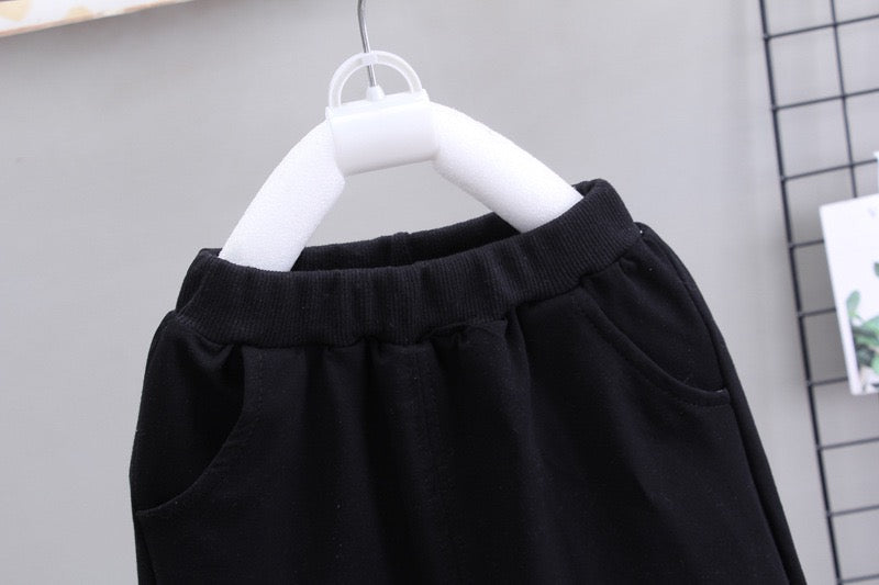 Boy's Black Pocket Sweatshirt & Pants Set