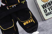 Boy's Black Pocket Sweatshirt & Pants Set