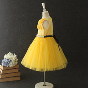 Girl's Yellow Floral Knee-Length Dress