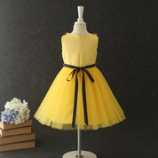 Girl's Yellow Floral Knee-Length Dress