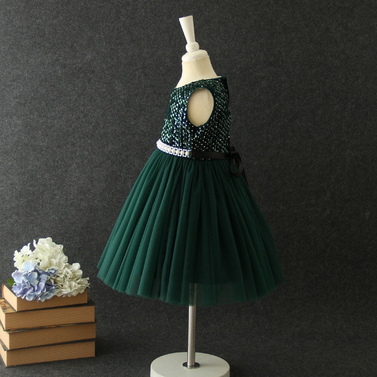 Girl's Green Pearl Dress