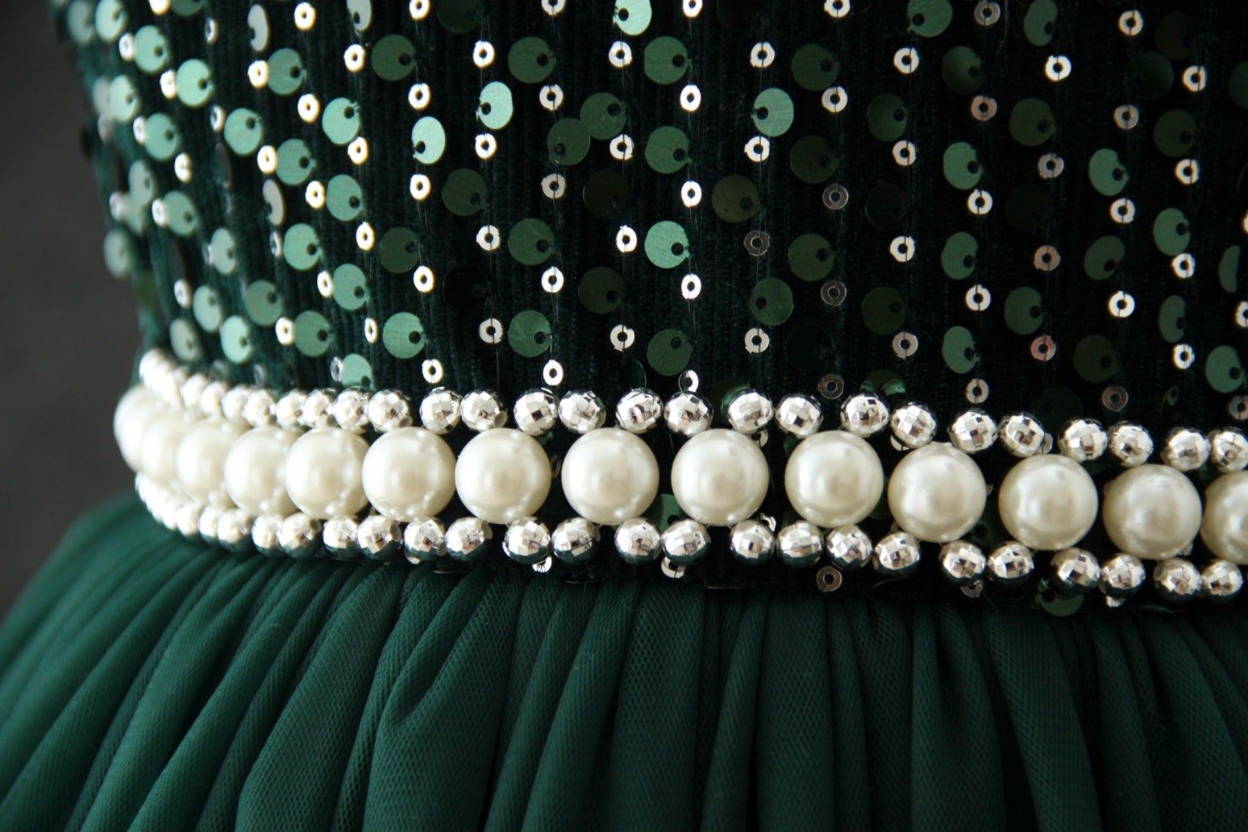 Girl's Green Pearl Dress