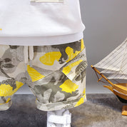 Boy's Yellow Pocket Print T-Shirt & Cameo Shorts Set