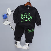 Boy's Boo Print Sweatshirt & Pants Set