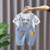 Boy's White T-Shirt & Denim Dungarees Set