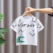 Boy's White T-Shirt & Denim Dungarees Set