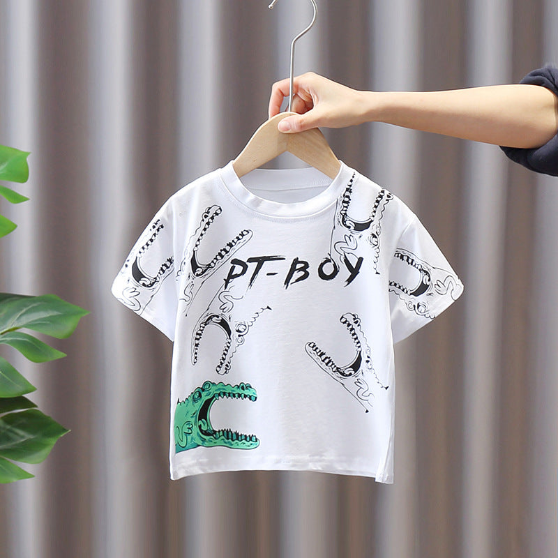 Boy's White T-Shirt & Denim Dungarees Set
