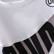Boy's White Print T-Shirt & Denim Shorts Set