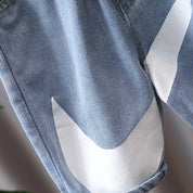 Boy's White Print T-Shirt & Denim Shorts Set