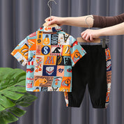 Boy's Multicolor Print Shirt & Pants Set