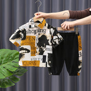 Boy's Multicolor Button Shirt & Pants Set