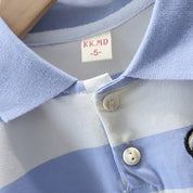 Boy's Blue Collared T-Shirt & Denim Shorts Set
