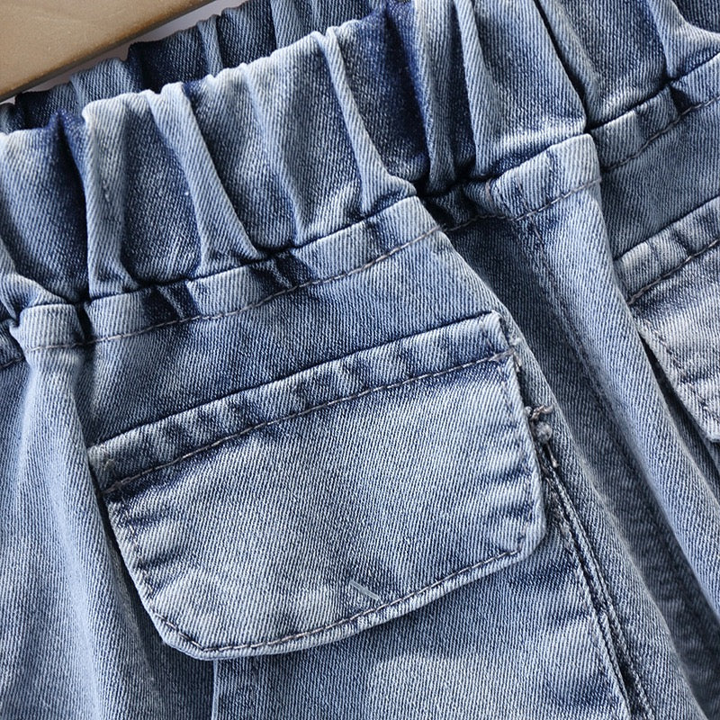 Boy's Blue Collared T-Shirt & Denim Shorts Set