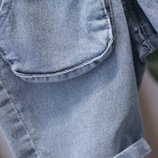 Boy's Blue Collared T-Shirt & Denim Shorts Set