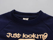 Boy's Blue Full-Sleeve Sweatshirt & Pants Set