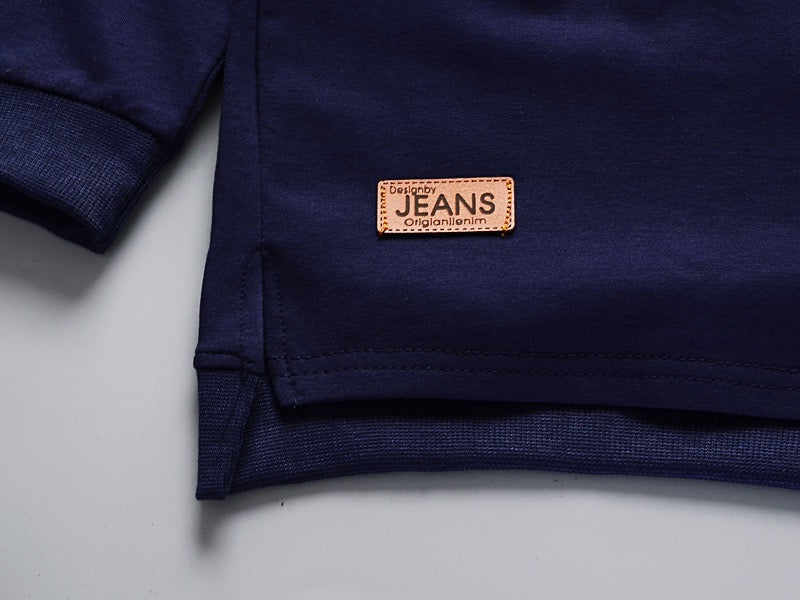 Boy's Blue Full-Sleeve Sweatshirt & Pants Set
