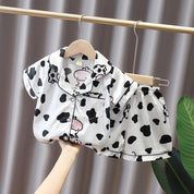 Girl's Button Sleepwear Shirt & Shorts Set