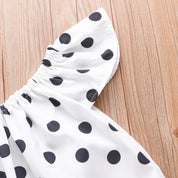 Girl's Polka Dot Top, Denim Shorts & Headband Set