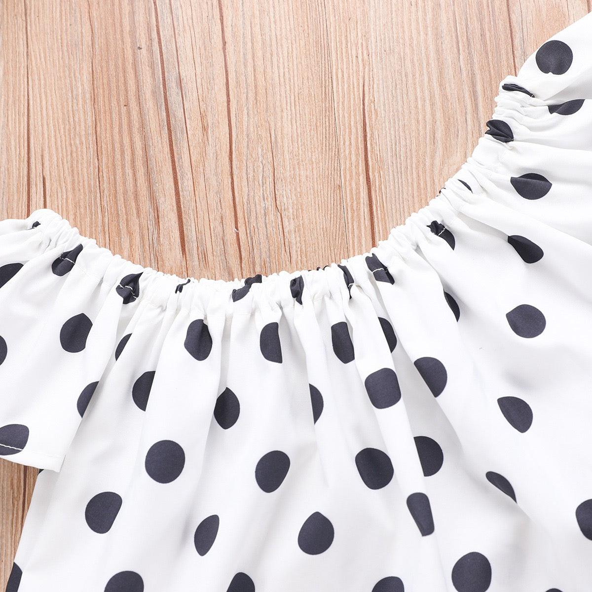 Girl's Polka Dot Top, Denim Shorts & Headband Set