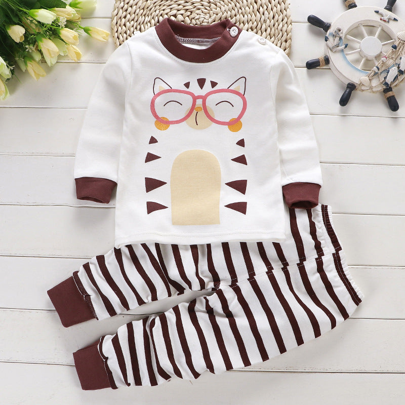 Boy's Multicolor Cat Print T-Shirt & Pajama Set
