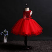 Girl's Red Sequin Party Dress