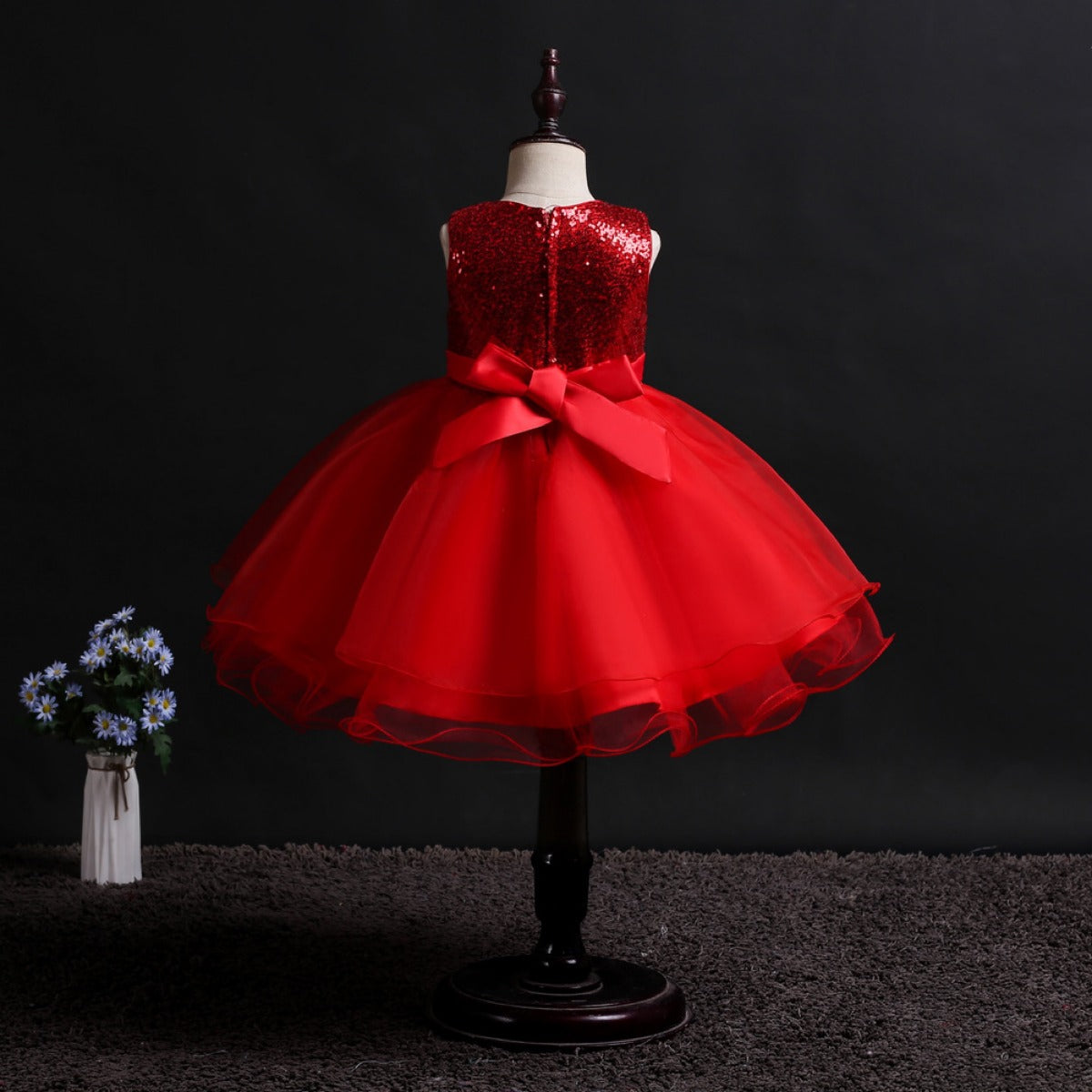 Girl's Red Sequin Party Dress