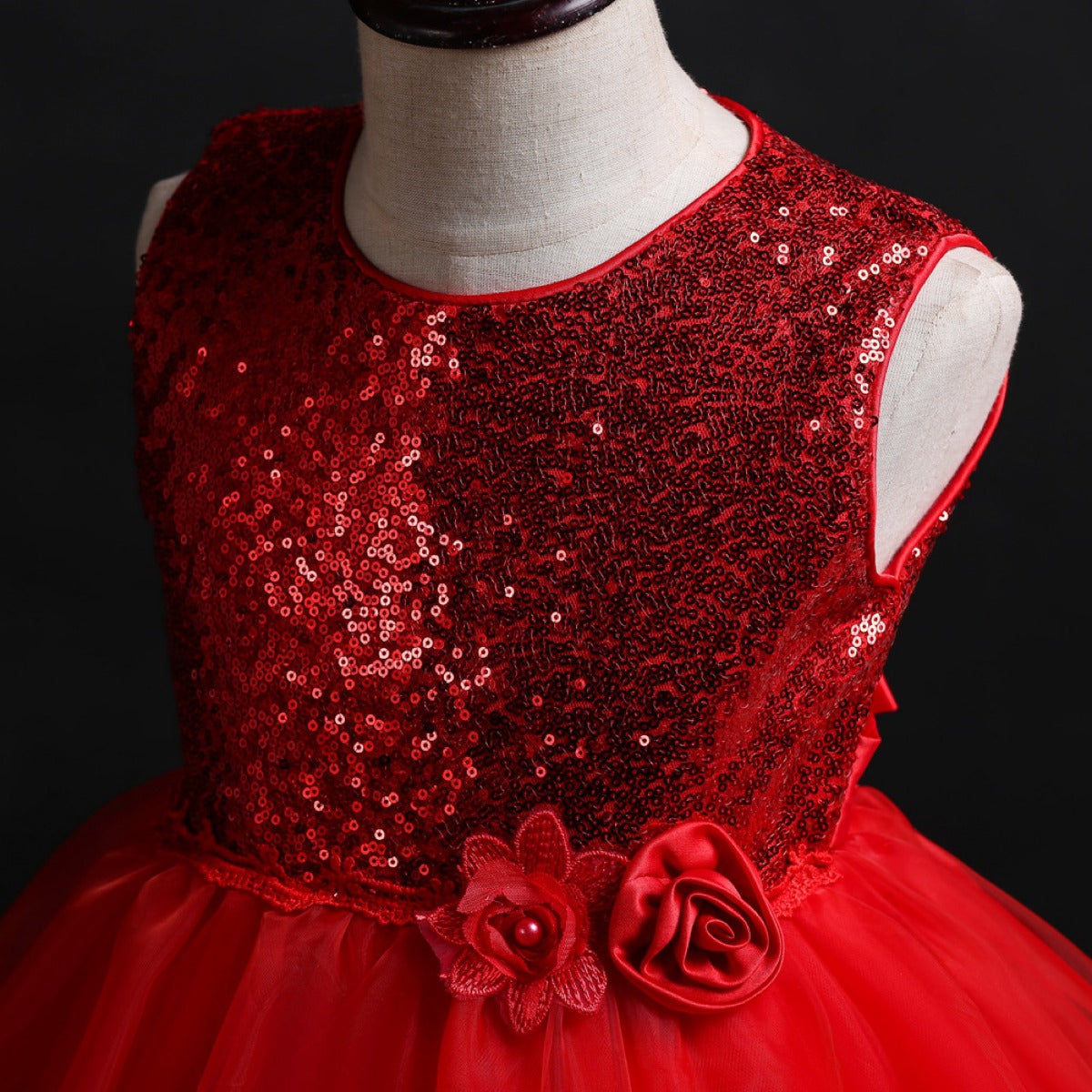 Girl's Red Sequin Party Dress