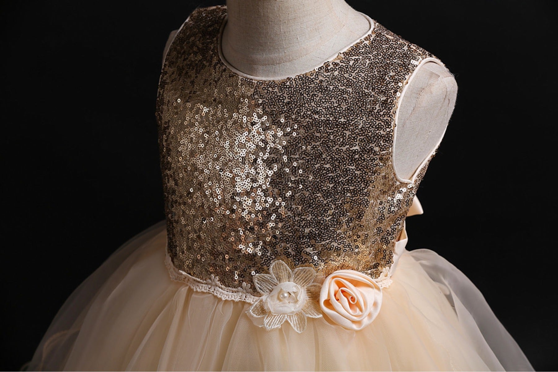 Girl's Champagne Sequin Party Dress