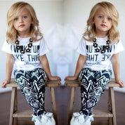 Girl's Multicolor Print T-Shirt & Pants Set
