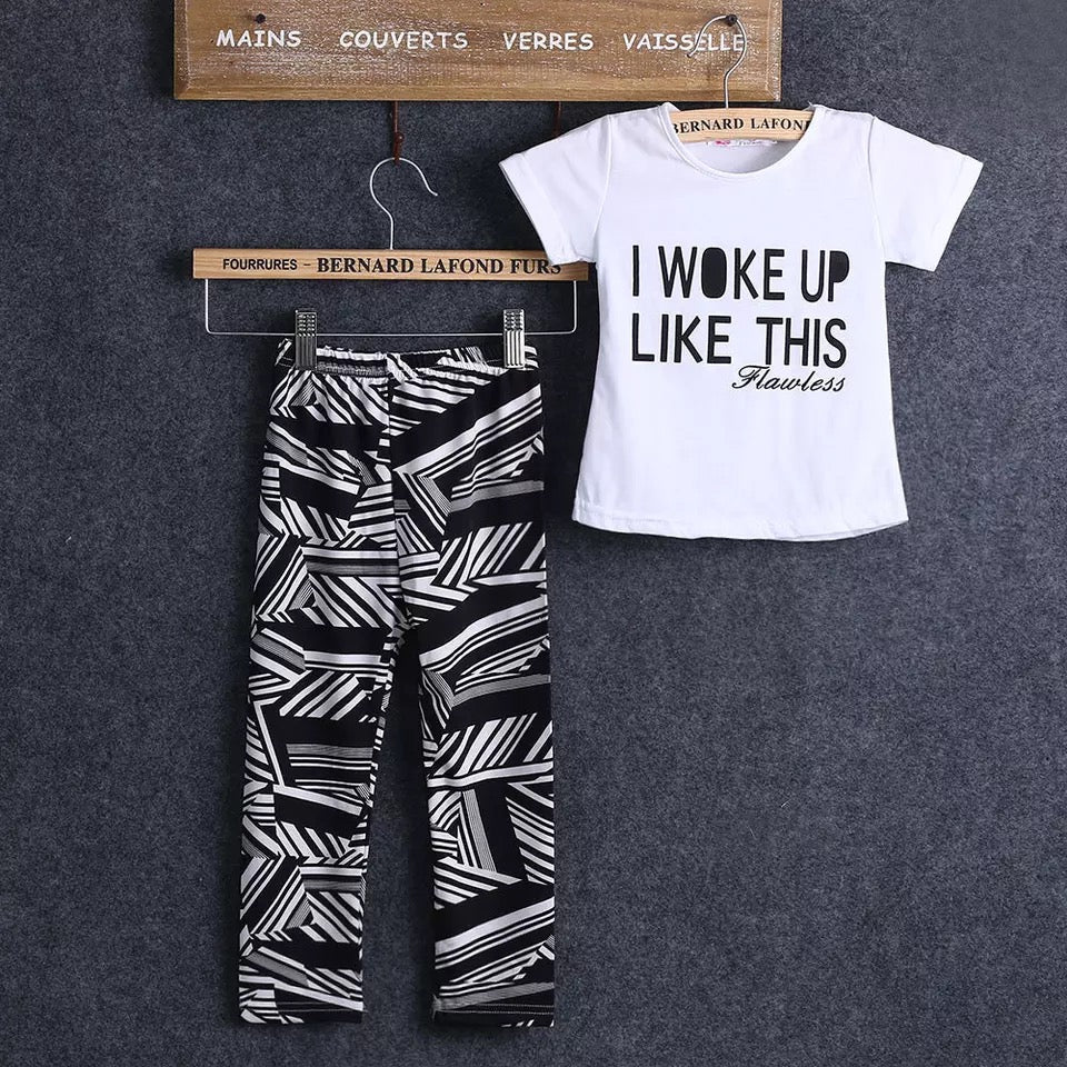 Girl's Multicolor Print T-Shirt & Pants Set