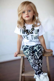 Girl's Multicolor Print T-Shirt & Pants Set