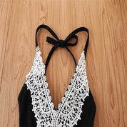Girl's Black Halter Neck Jumpsuit
