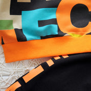 Boy's Orange Text Print Sweatshirt & Pants Set
