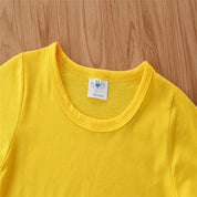 Girl's Yellow Bell-Sleeve Top, Denim & Headband Set