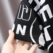 Boy's Black Graphic Print T-Shirt & Shorts Set