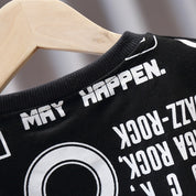 Boy's Black Graphic Print T-Shirt & Shorts Set