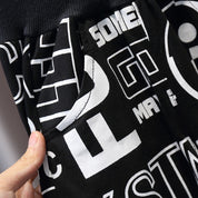 Boy's Black Graphic Print T-Shirt & Shorts Set