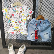 Boy's Multicolor Summer Print T-Shirt & Shorts Set