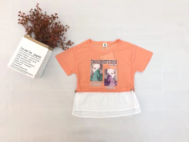 Girl's Peach Graphic Top