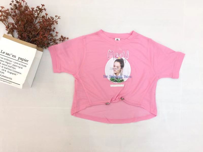 Girl's Pink Graphic Crew Neck Top