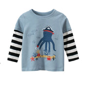 Boy's Multicolor Octopus Print T-Shirt
