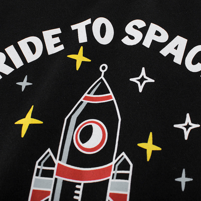 Boy's Black Space Print T-Shirt