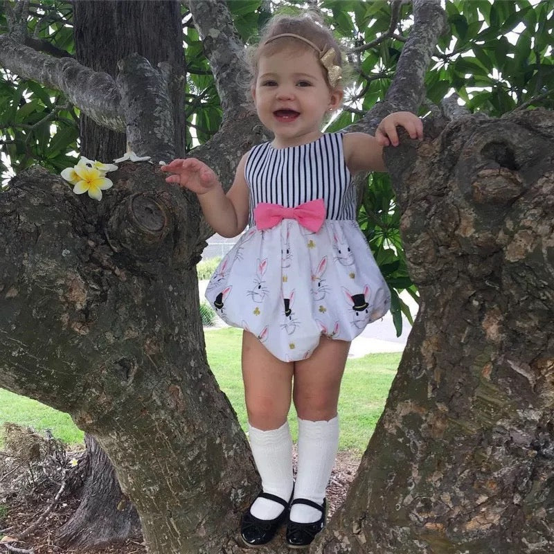 Baby Girl's Multicolor Rabbit Print Dress