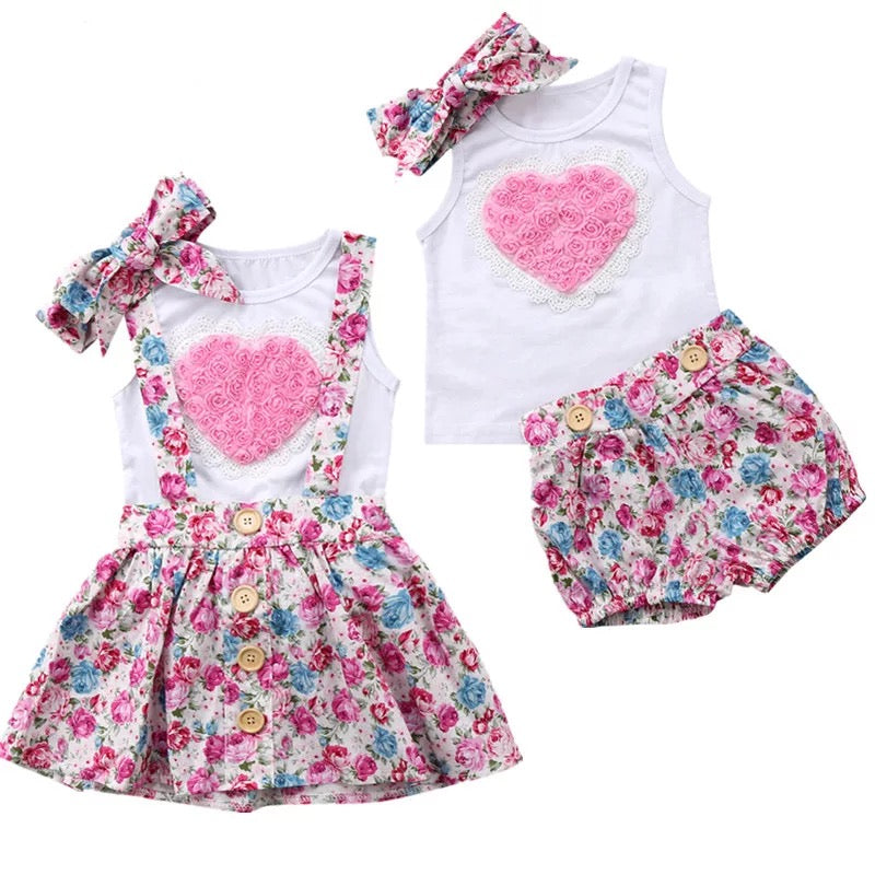 Googo Gaaga Baby Girl's Floral Printed Short And T-shirt In Mulitcolour