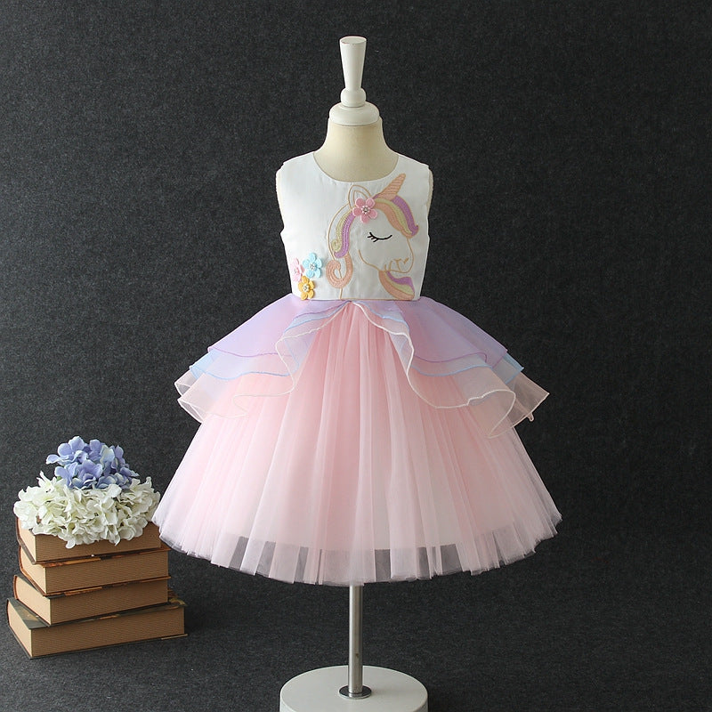 Girl's Pink Unicorn Dress