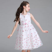 Girl's White Floral Dress