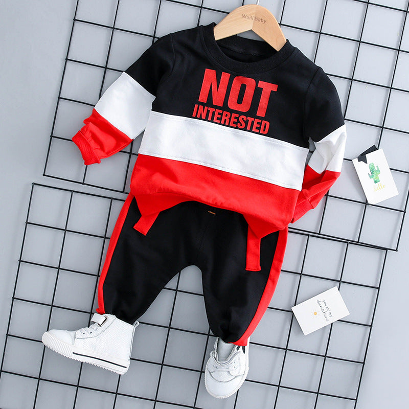 Boy's Graphic Print Sweatshirt & Pants Set