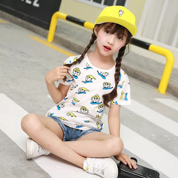 Googo Gaaga Girls Donald Duck  Printed Top In White Colour