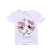 Girl's White Puppy Print Top