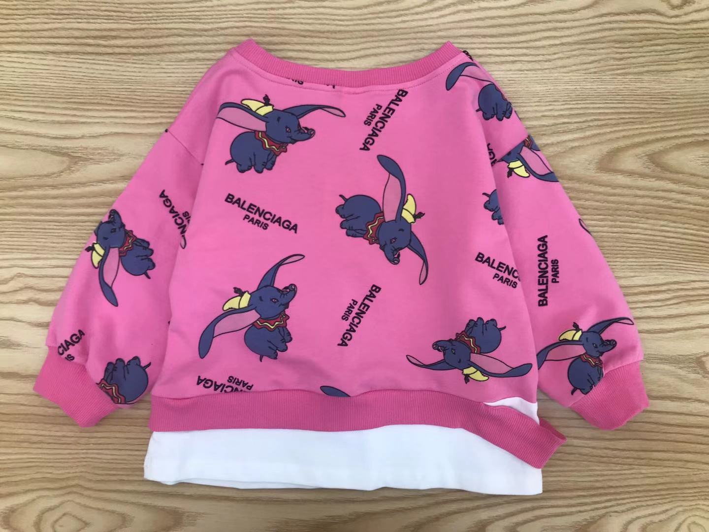 Girl's Pink Elephant Print Sweatshirt